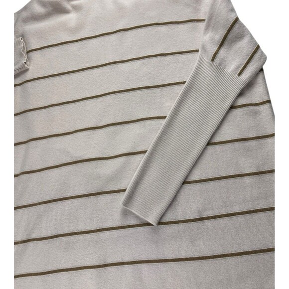 Garnet Hill Turtleneck Sweater Women Striped Wool Cashmere Size Medium Oversized - Picture 13 of 16